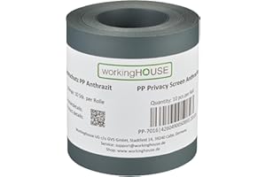 10 Strisce privacy in PP di Workinghouse con spessore di 1,1 mm - resistenti alle intemperie, senza manutenzione, indeformabili - ciascuna di 2,55 m di lunghezza x 19 cm di altezza (Anthrazit)