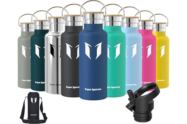 Super Sparrow Botella Agua Acero Inoxidable - Botella Agua Niños - 350ml/500ml/620ml/750ml/1L - Botella Termica Boca Estándar - Sin BPA, para Niños & Adultos, Deporte, Oficina, Yoga, Ciclismo