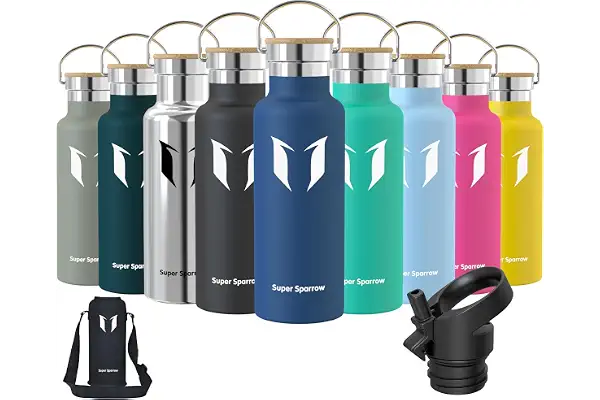 Super Sparrow Botella Agua Acero Inoxidable - Botella Agua Niños - 350ml/500ml/620ml/750ml/1L - Botella Termica Boca Estándar - Sin BPA, para Niños & Adultos, Deporte, Oficina, Yoga, Ciclismo