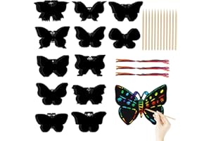 SLIVERDEW 36 Stück Kratzbilder Schmetterling Kratzpapier Set Basteln Kratzbilder Scratch Paper Painting Art Dekoration für Tags Geburtstage DIY Handwerk Party Mitgebsel