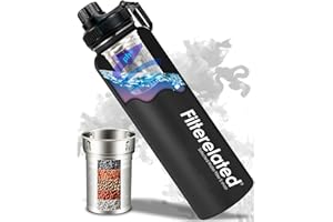 FILTERELATED Alkalische Wasserflasche Edelstahl Wasserstoff Wasserflasche mit mikroporösem Filter Alkaline Water Bottle mit Sportdeckel 800 ml, PH 9+ (Schwarz)