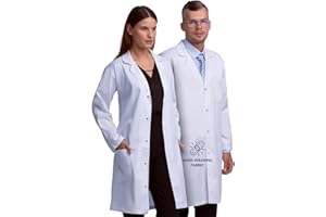 LAB COAT X Professional White Black Navy Unisex Lab Coat for Men and Women, Multiple Pockets, Classic Fit, Snap Closing, 40" Length