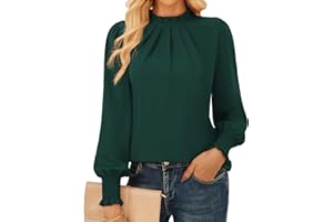 GRACE KARIN Blusa Elegante Donna Maniche Lunghe Tinta Unita con Bottoni Scollo a V da Ufficio Casual