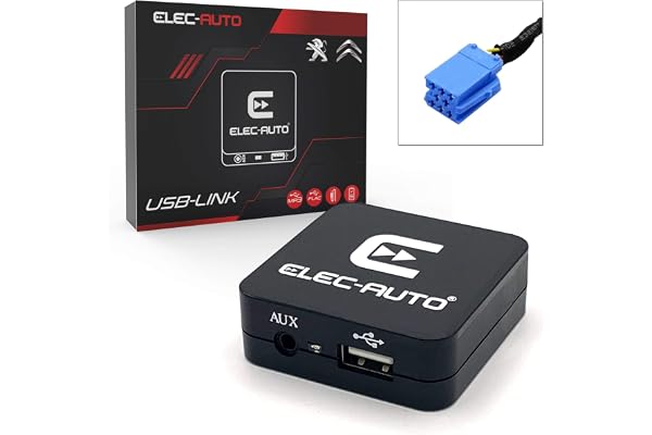Interface USB MP3 FLAC - Auxiliaire pour Voiture Peugeot, Citroen avec Prise ISO | Chargeur | Prise Jack | Boitier encastrable Invisible | Accessoire autoradio | Prise Adaptateur Clé USB