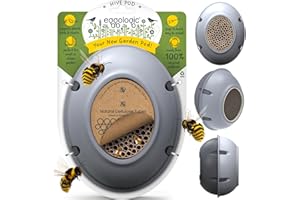 eggologic Hive Pod Bee Hotel, Modern Insect House for Gardens – Solitary Bee House with Natural Nesting Tubes, Wall-Mounted Bug Box for Pollinators, for Gardeners - Stone Gray