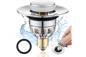 Tomario Pop Up Waschbecken Stecker, Edelstahl Badezimmer Waschbecken Stecker für Waschbecken, Push-Typ Bad Stecker Ersatz Bad Abfluss Filter Stecker mit Bounce Kern für Abfluss Loch