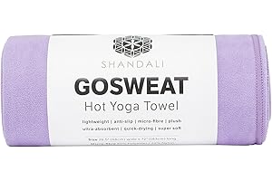 Shandali Hot Yoga GoSweat Microfiber Hand Towel in Super Absorbent Premium Violet Suede for Bikram, Pilates, Gym, and Outdoor Sports. 16 x 26.5 inches.