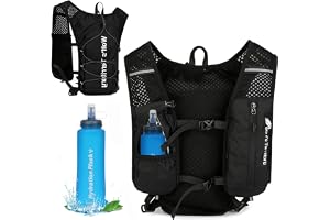 Exquilnova Löparväst med 500 ml drickflaska, lätt löpbä med drickflaska för kvinnor och män, justerbar bröstrem, drickryggsäck, löpning med reflektorband för Naturehike, maraton