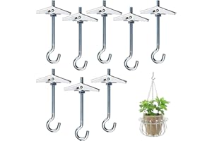 guangyuan M5 Federklappdübel Deckenhaken mit Dübel 8 Stück kippdübel Haken Hohlraumdübel mit Haken für Hängende Pflanzen Hohlraumdübel Gipskarton Deckenmontage Wandbefestigung