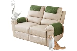 ZGDDPZA Armchair Arm Cover,Headrest Cover for Recliner Sofa Quilted Chair Arm Cover with Pockets Waterproof Non Slip Sofa Protectors Pet Dog (Army Green,2-Seater 4pcs)