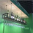 JHGJBJ Hanging Wine Rack, Metal Ceiling Wine Glass Rack, Bar Unit Floating Shelves, Industrial Hanging Wine Bottle Holder with Stemware Glass Shelf, for Bar Cafe Kitchen (Size : 80X25X100 CM)