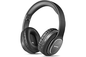 WorWoder Bluetooth Kopfhörer Over Ear, [80 Std] Kabellose Kopfhörer HiFi Stereo Faltbare Headset mit Mikrofon, weiche Ohrpolster für iPhone/ipad/Android/Laptops（Schwarz ）