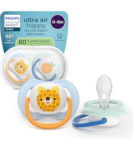 Philips Avent Lot De 4 Sucettes Ultra-douces Et Souples Pour Bébés âgés De 0 à 6 Mois, 0% BPA, Avec étui De Transport Stérilisateur (modèle SCF091/35