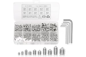 DAJMAIEZ 290 Stk. Kegelspitz Madenschrauben gemischt, Edelstahl metrisches Gewinde Innensechskant Schrauben Gewindehülse, M3 M4 M5 M6 M8 Schrauben Sortiment mit 5 Stk. Innensechskantschlüssel
