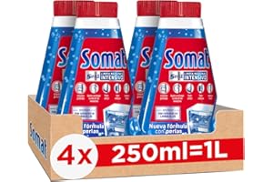Somat Limpia Máquinas Aditivo Lavavajillas (pack de 4, total: 1000 ml) para el interior de la máquina, eficaz limpiador