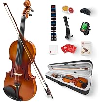 Irfora Jouet de Violon pour Enfants, Instrument de Musique Acoustique pour Débutants, Matériau ABS (Marron Clair