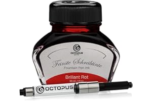 Octopus Fluids Brillant Rot - tinta para escribir con convertidor incluido, tinta para pluma estilográfica, 30 ml Rojo