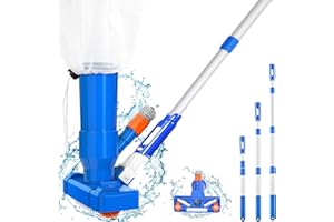 POOLSAUGER Kit d'aspirateur de Piscine, Nettoyage de Bain à remous avec Tige télescopique, Brosse et Sac à Feuilles en Maille pour Nettoyer Le Fond de la Piscine sur Le Sol de la Fontaine Spa Jardin extérieur
