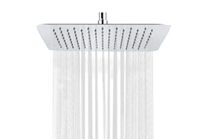 Rainsworth 30 x 30 cm Alcachofa Ducha, Ducha de lluvia de acero inoxidable, alcachofa de ducha con ducha antical, cuadrado Wasserfal cabezal de ducha, Cromo