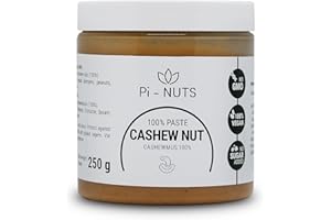 ‎PI-NUTS Pi-nuts Cashewmus 100% - ohne Zusatzstoffe, Konservierungsmittel - ‎Cashewnusscreme aus gerösteten und geschälten Cashewnüssen - Zum Backen, Desserts und Frühstück - 250 g