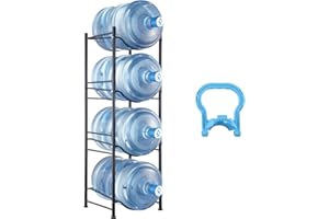 VEVOR Soporte para Jarra de Agua de 4 Niveles Soporte para Botella de Agua de Sola Fila para 4 Botellas Carga de 76 kg Soporte Resistente de Jarra de Agua para Cocina, Oficina, Sala de Estar, Negro