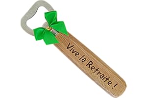 BOMOSKI Vive la Retraite - Décapsuleur en Bois Gravé et Personnalisé sur 2 Faces - Cadeau Retraite Humoristique Original pour Homme ou Femme Cadeau Noël, Anniversaire