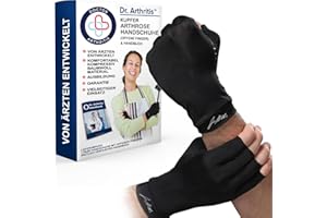 ‎DR. ARTHRITIS Von Ärzten Entworfen, Arthrose Handschuhe mit Kupfer, Kompressionhandschuhe für Frauen und Männer, Arthritis Handschuhe/Fingerlose Handschuhe für Schmerzlinderung und Wärme [Schwarz, XL]