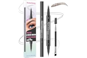 HONEXCESNG Matita Sopracciglia Microblading, Eyebrow Pen 2 IN 1, 3D Liquid Penna per Sopracciglia Effetto Pelo, Makeup Lift & Snatch, A prova di sbavature, No transfer, Waterproof (Marrone scuro)