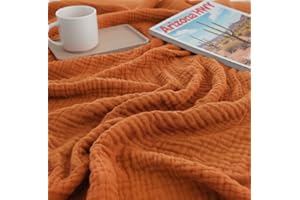 KYRAHOME 100% bawełna organiczna, 152 x 203 cm, muślinowy koc narzuta na kanapę, dla dorosłych, ręcznie barwiony barwnikiem roślinnym, przepuszczający powietrze, miękka, przytulna, lekka, letnia narzuta z