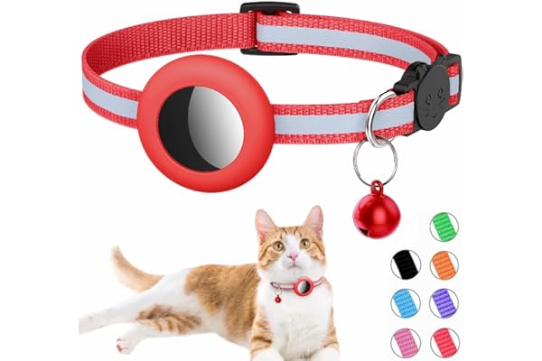 Airtag Collier pour chat, collier réfléchissant AirTag avec cloche et support AirTag, Compatible avec Apple Airtag, Beau collier pour chat avec boucle de sécurité amovible, pour chatons et chiots