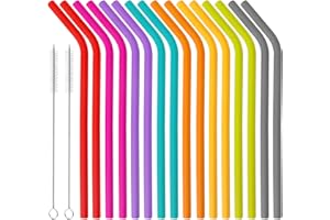 HENGBIRD 16 Piezas Pajitas Silicona Pajitas Reutilizables con Cepillo de Limpieza Respetuosas con el Medio Ambiente sin BPA Cañitas Reutilizables Niños se Pueden Utilizar para Café Bebidas Fiestas