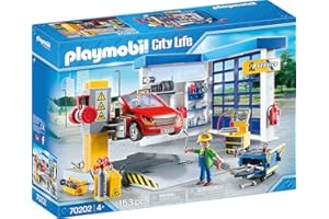 Playmobil 70202 Garage Automobile - City Life - avec Un Personnage, Une Plate-Forme élévatrice et Un équipement Complet de Garage Ainsi qu'une Voiture - Dès 4 Ans