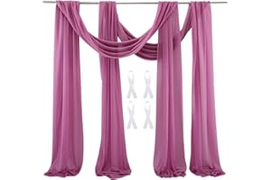 AUONS Wedding Arch Sheer Drapery Backdrop Voile Curtain Chiffon Draping Fabric 20Ft Sheer Curtains Arbor Drapery for Wedding Ceremony Reception Party Ceiling Decor, Pale Mauve, 2 Panels