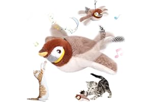 VINGVO Juguete Interactivo para Gatos, Juguete para Gatos Pajaro Volador，Juguete para Gatos con Forma De Pájaro, Juguete para Gatos Catnip con Carga USB, Juguete Felpa para Gatos Gorrión