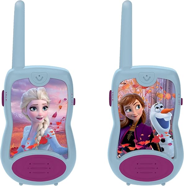 Lexibook, Frozen, Talkie-Walkies 200m, Gioco di Comunicazione per Bambini, Clip Cintura, 2 canali di Comunicazione, a Pile, Blu, TW12FZ - 1