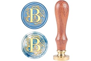 CRASPIRE - Sello de Cera con Iniciales de Alfabeto Retro, Clásico, Vintage, 26 letras AZ, Cabeza de Latón Extraíble, Mango de Madera para Sobre, Invitación, Adorno, Decoración de Regalo (Letra B)