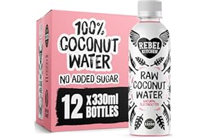 REBEL KITCHEN | Raw Coconut Water | From Young Green Coconuts | No Added Sugar, Preservative-Free | Low Calorie Natural Hydration | Non-Organic | 12 x 330ml