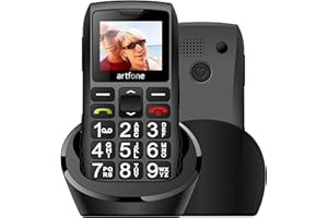 artfone C1+ Seniorenhandy ohne Vertrag丨Mobiltelefon mit großen Tasten丨GSM Dual SIM Rentner Handy丨Ladestation丨SOS Notruftaste丨1,8 Zoll Farbdisplay丨FM丨1800mAh Akku丨Großtastenhandy - Schwarz