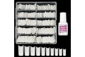 Nageltips für Gelnägel, Venares 500 Stücke Acryl Künstliche Nägel 10 Größen Nageltips mit Kleber, Acryl Künstliche Nagelspitzen Set (Natürlich)