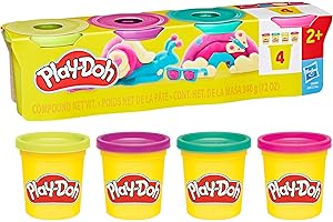 Hasbro Play-Doh, 4 Colori Vivaci, Arti e Mestieri Creativi per Bambini e Bambine dai 2 Anni in Su, Ottima Idea Regalo di Natale, Confezione da 4 Vasetti di Pasta Modellabile da 84 g