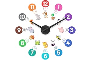 ‎CANDER BERLIN Cander Berlin MNU 0380 T Wanduhr Wandtattoo lautlos Kinder 55 cm Lernuhr analog Junge Mädchen Kinderzimmer ohne Ticken Tiere