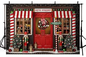 MEHOFOND Toile de fond de Noël 3 x 2,1 m - Couronne de Père Noël d'hiver - Fenêtre d'affichage - Fond de photographie - Portrait d'enfants - Décoration de fête de famille - Bannière pour cabine photo