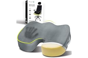 Zagęszczona Poduszka Ortopedyczna z Kości Ogonowej, Ergonomiczna Poduszka Siedziska z Pianki z Pamięcią TRAVEL EASE dla Osób o Większych Rozmiarach, Pasuje do Wszystkich Krzeseł (Szary)