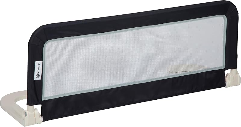 Safety 1st Portable Bed Rail, zusammenklappbares Bettgitter, Rausfallschutz, Reise, 18 M.–5J., tragbares Bettschutzgitter, Netzgewebe, leicht montierbar, automatische Sperre, leicht tragbar, Dark Grey