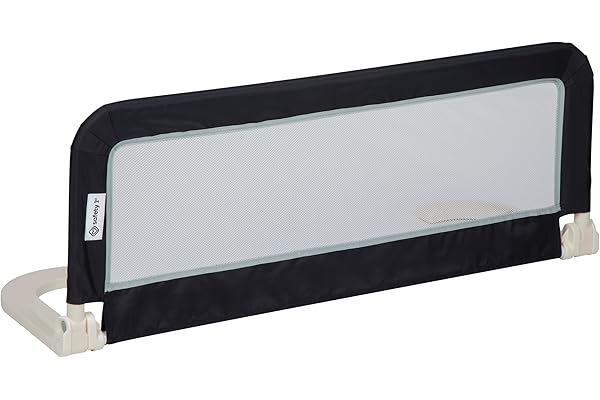 Safety 1st Portable Bed Rail, Barrière de lit enfant pliable, 18 mois-5 ans, Barrière de sécurité enfant lit, Tissu en maille, Facile à installer, Auto-verrouillage, Facile à transporter, Dark Grey