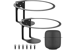 LiYiJiKeJi Speaker Wall Mounts for HomePod Speaker Wall Brackets Stands, Metal Round Smart Audio Brackets for HomePod 2 Stands, Home Decorations (Black)