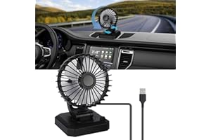 Coikes Ventilador de coche de 5V 360 ° Giratorio USB Ventilador Eléctrico Multifuncional Ventilador de Enfriamiento Portatil Mini Ventilador Aire Acondicionado Coche para SUV, RV, Oficina, Hogar