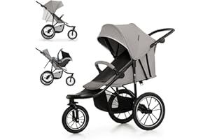 KK KINDERKRAFT Kinderkraft HELSI 2 Passeggino leggero 3 ruote, dalla nascita fino 27 kg, con Maniglione del genitore regolabile, Posizione sdraietta, Grande ruote gonfiabili, Cestello portaoggetti, Grigio