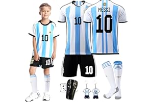 Byhsoep Maillot de Football pour Enfants,Ensemble de Maillots de Football,Set de Maillot de Foot Enfant avec T Shirt Short Ensemble Chaussettes et Protège -Tibias