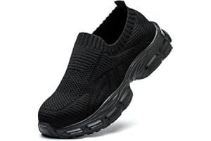 JUDBF Safety Trainers Women Lightweight No Lace Safety Shoes Breathable Steel Toe Cap Trainers Non Slip Work Trainers UK Size 3-7